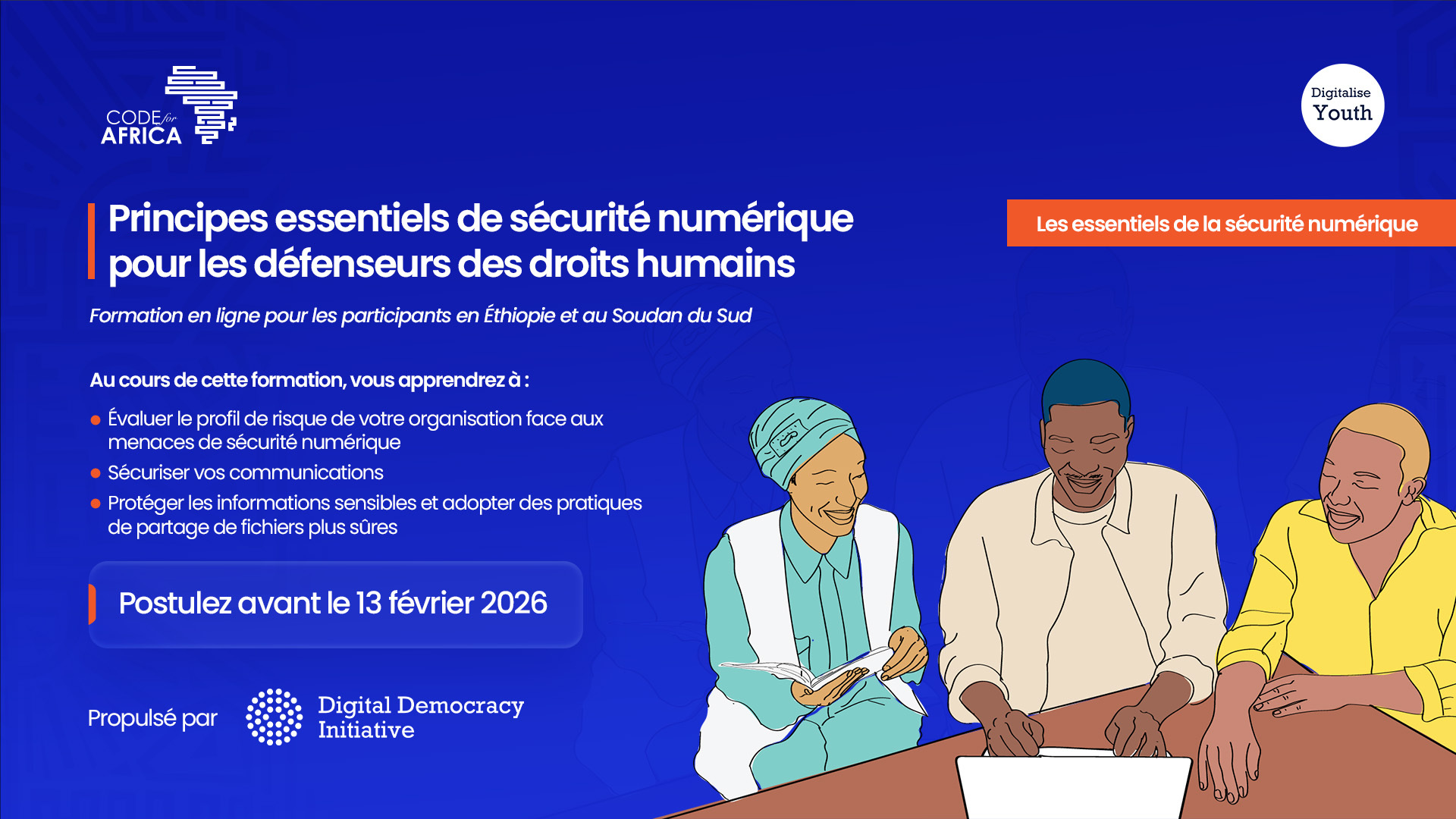 L’essentiel de la sécurité numérique : Une formation en ligne pour les défenseurs des droits de l’homme en Afrique subsaharienne